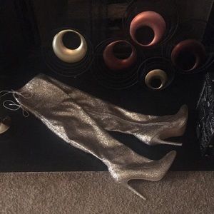 Shimmering Lights Knee-High Gold Boots